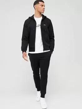 Lacoste Zip Thru Jersey Tracksuit Set, Black, Size 4XL, Men