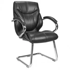 Sandown C Chrome Cantilever Framed Leather Armchair Black 50415ET