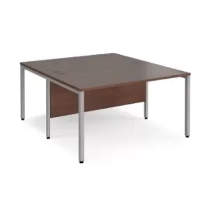 Office Desk 2 Person Rectangular Desk 1400mm Walnut Tops With Silver Frames 1600mm Depth Maestro 25