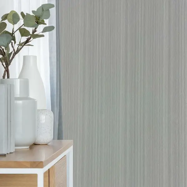 Superfresco Easy - Glitter Stria Textured Plain Silver Wallpaper - Silver