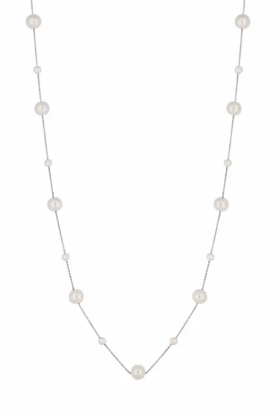 Silver Plated Cream Pearl Adjustable Necklace