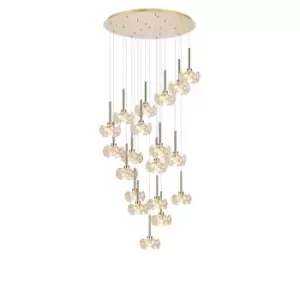 Salisbury 19 Light G9 3.5m Round Multiple Ceiling Pendant With French Gold And Crystal Shade