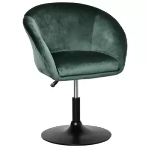 Homcom Velvet Swivel Dining Height Adjustable Armless Tub Chair Green