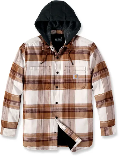 Carhartt Rugged Flex Flannel Hooded Shirt, brown, Size XL