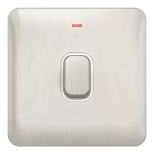 Schneider Electric Lisse Screwless Deco - Single Light Switch, Double Pole, 20AX, GGBL2011WSS, Stainless Steel with White Insert