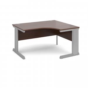 Vivo Right Hand Ergonomic Desk 1400mm - Silver Frame Walnut Top