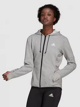 adidas Motion Hooded Track Top - Medium Grey Heather, Size XL, Women