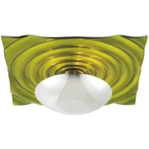 Linea Verdace Onda Patterned Glass Flush Ceiling Light Green