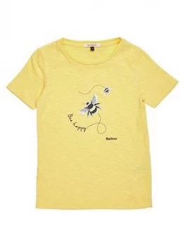 Barbour Girls Merseyside Bee Print T-Shirt - Yellow, Size Age: 8-9 Years, Women