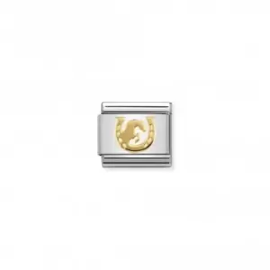 Nomination Composable Classic Symbols Gold Horse Jumping Horseshoe Link 030149/30