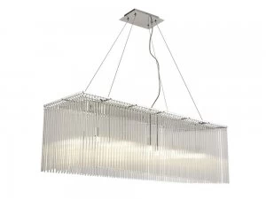 Ceiling Pendant Rectangular 10 Light Polished Chrome, Clear Glass