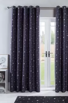 Pair of Star Printed Eyelet Blackout Curtains