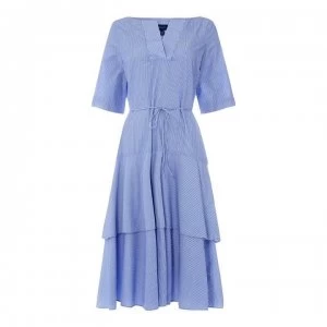 Gant Pinstripe Midi Dress - 440 PERIWINKLE