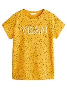 Mango Girls Yeah Spot Short Sleeve Tshirt - Mustard