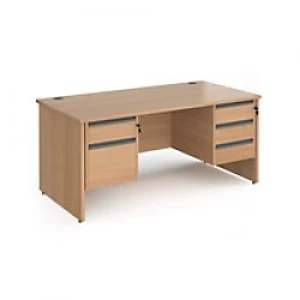 Dams International Straight Desk with Beech Coloured MFC Top and Graphite Frame Panel Legs and Two & Three Lockable Drawer Pedestals Contract 25 1600