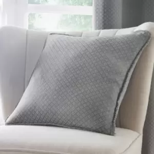 Dreams & Drapes Indiana Geometric Diamond Jacquard Piped Edge Filled Cushion, Grey, 43 x 43 Cm