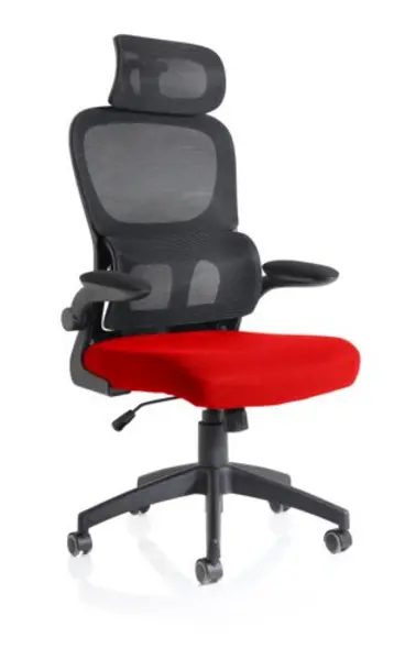 Iris Task Operator Black Mesh Back Bespoke Bergamot Cherry Fabric Seat With Headrest