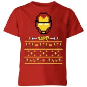 Marvel Avengers Iron Man Pixel Art Kids Christmas T-Shirt - Red - 3-4 Years