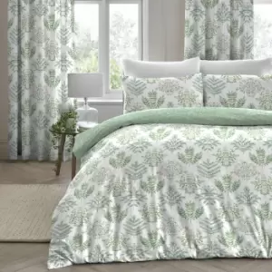 Dreams&drapes - Emily Botanical Print Reversible Duvet Cover Set, Green, Super King