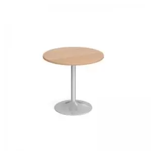 Genoa circular dining table with silver trumpet base 800mm - beech