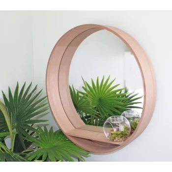 Wooden Mirrored Wall Shelf 50cm