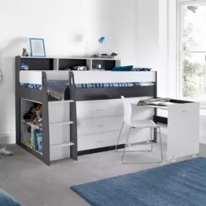 Erin Grey And White Mid Sleeper Bed With Desk