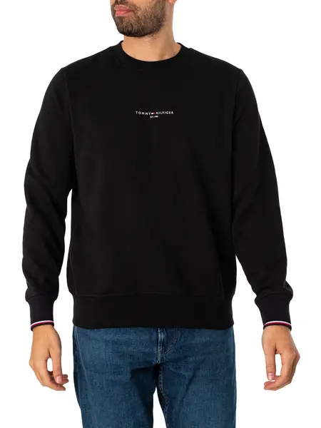 Tommy Hilfiger Logo Tipped Crew Sweatshirt Black XL