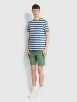 Farah Stripe Contrast Ringer T-Shirt - Blue, Size XL, Men