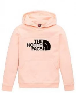 The North Face Girls Drew Peak Flock Logo Hoodie - Pink