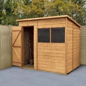 Forest Garden 7X5 Pent Dip Treated Shiplap Shed With Floor Golden Brown