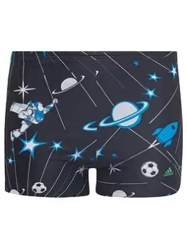 adidas Boys Buzz Lightyear Swim Shorts, Black/Blue/White, Size 9-10 Years