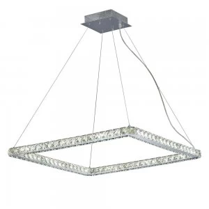 Ceiling Pendant Square Large 36W LED 4000K Polished Chrome, Crystal