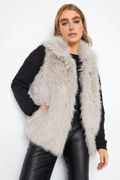 M&Co Faux Fur Gilet Grey