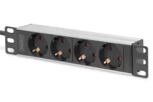 Digitus 10Socket Strip with Aluminum Profile, 4-way safety sockets