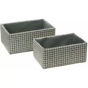 JVL Silva Rectangular Fabric Storage Baskets, Set of 2, Grey