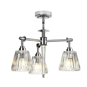 3 Light Multi Arm Ceiling Pendant Light Polished Chrome IP44, G9