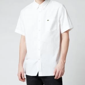 Lacoste Mens Regular Fit Short Sleeve Oxford Shirt - White - 40/M