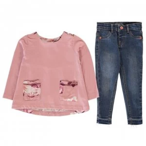 Firetrap 2 Piece Jeans Set Baby Girls - Blush/Blue