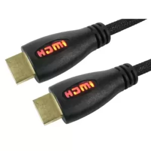 Cables Direct 2m HDMI 1.4 High Speed with Ethernet Cable with Red LED