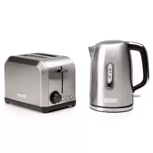 Haden Hampton Twin 1.7L Kettle and 2 Slice Toaster Set 190055 in Stainless Steel