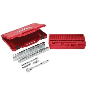 Milwaukee Hand Tools 3/8in Drive Ratcheting Socket Set Metric, 32 Piece