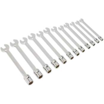 Sealey 12 Piece Flexible Head Socket Open End Spanner Set