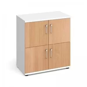 Wooden storage lockers 4 door - white with beech doors LCK4DB