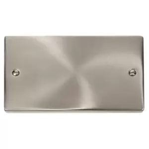 Click Scolmore Deco Satin Chrome 2 Gang Blank Plate - VPSC061