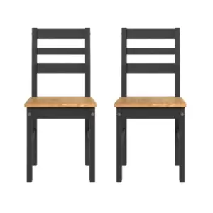 Pair Black Dining Chairs Wooden Back Dining Kitchen Home Furniture Seating