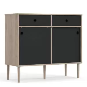 Rome Sideboard with 2 Sliding Doors and 2 Drawers, black