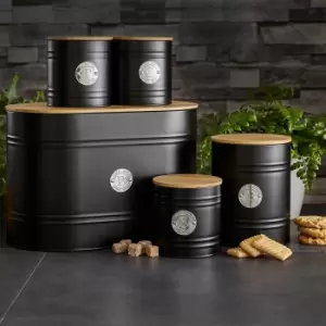 Neo Direct Black Scandi 5 Piece Kitchen Canister Set