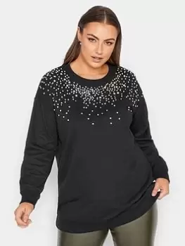 Yours Embellished Sweatshirt - Black, Size 20, Women