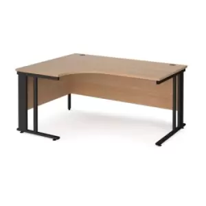 Office Desk Left Hand Corner Desk 1600mm Beech Top With Black Frame 1200mm Depth Maestro 25 MCM16ELKB