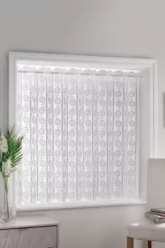 Milan Floral Lace Easy Fit Louvre Style Blind - Size: 72x72" - White